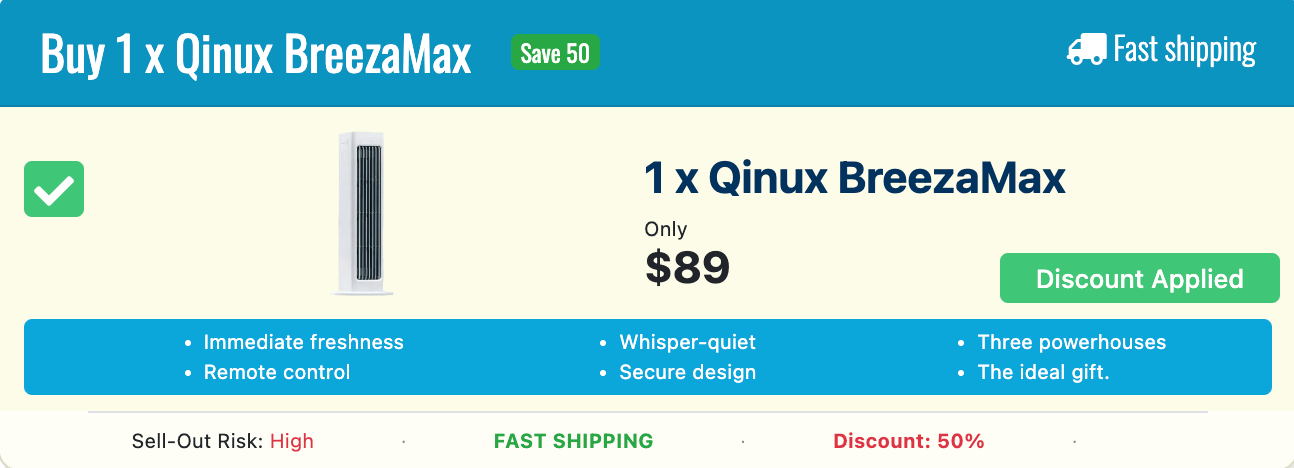Qinux BreezaMax 50% Discount For Single Package